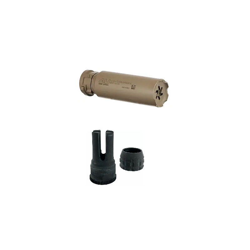 Pack Silencieux Ase Utra Dual Short 556-S-BL - 223 / 222 - Montage Borelock - Cerakote FDE + Cache flamme